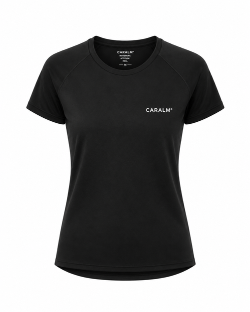 CARALM Athletics Performance Tee Women frontal negro