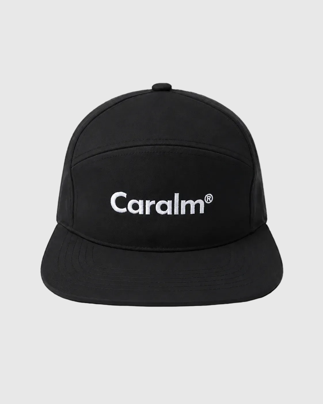 Gorra técnica negra CARALM ATHLETICS — vista frontal y diseño CARALM