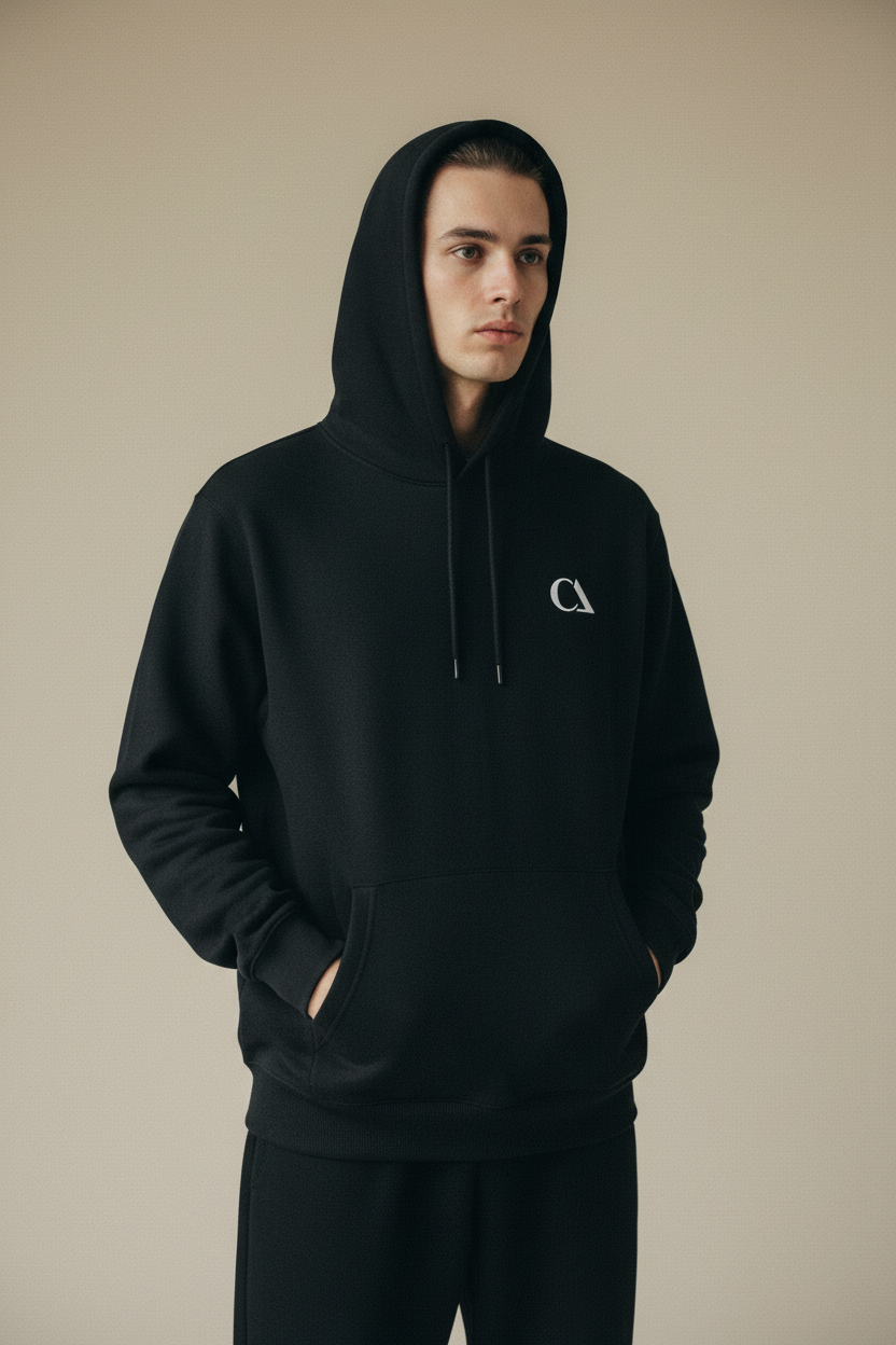 Black Hoodie Lifestyle Front